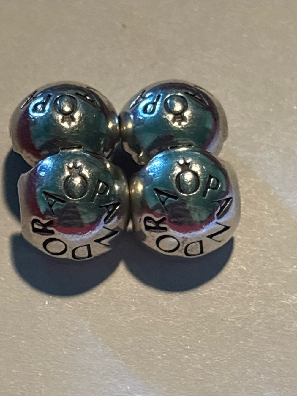 Pandora Polished Silver Logo Bead Set - Shiny Metallic